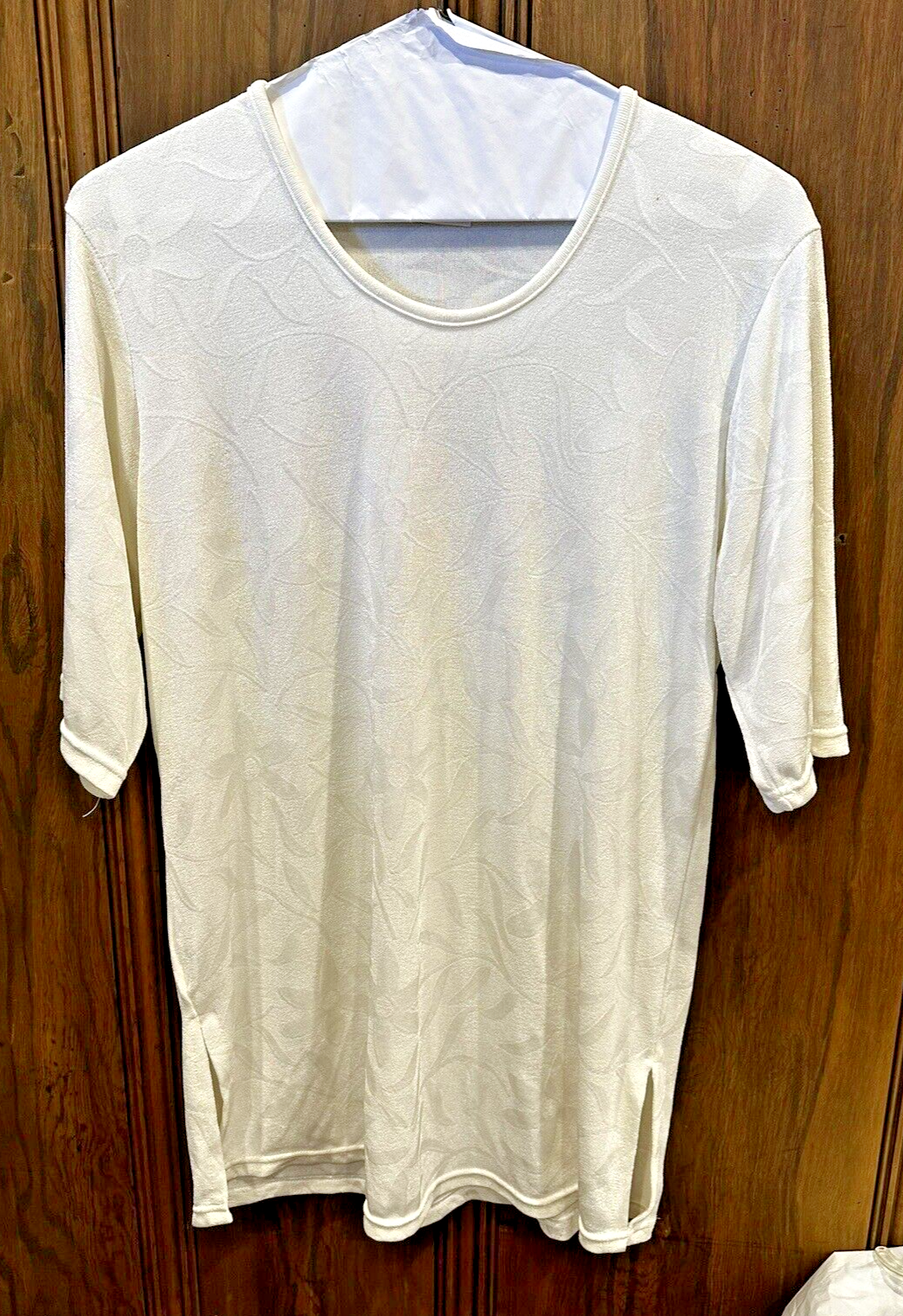 Womens Pigment Rouge Paris Short Sleeve Beige Cream Size XL Blouse