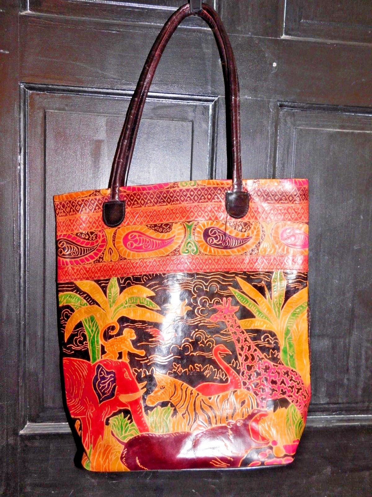 Vintage Large Boho Chic Africa Real Animal Leather Hand Made HandBag Purse