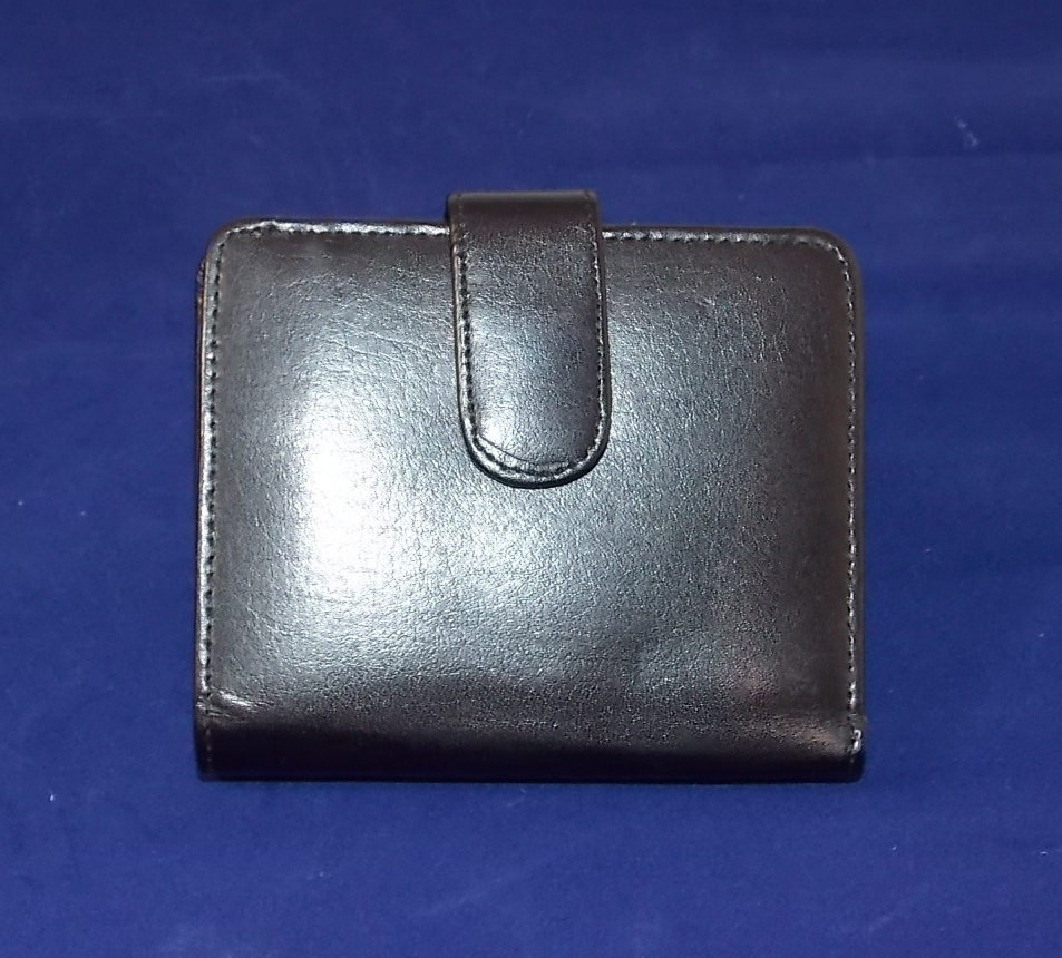 New Black Leather Bifold Snap Wallet Card Holder ID View Divided Zip Around Coin
