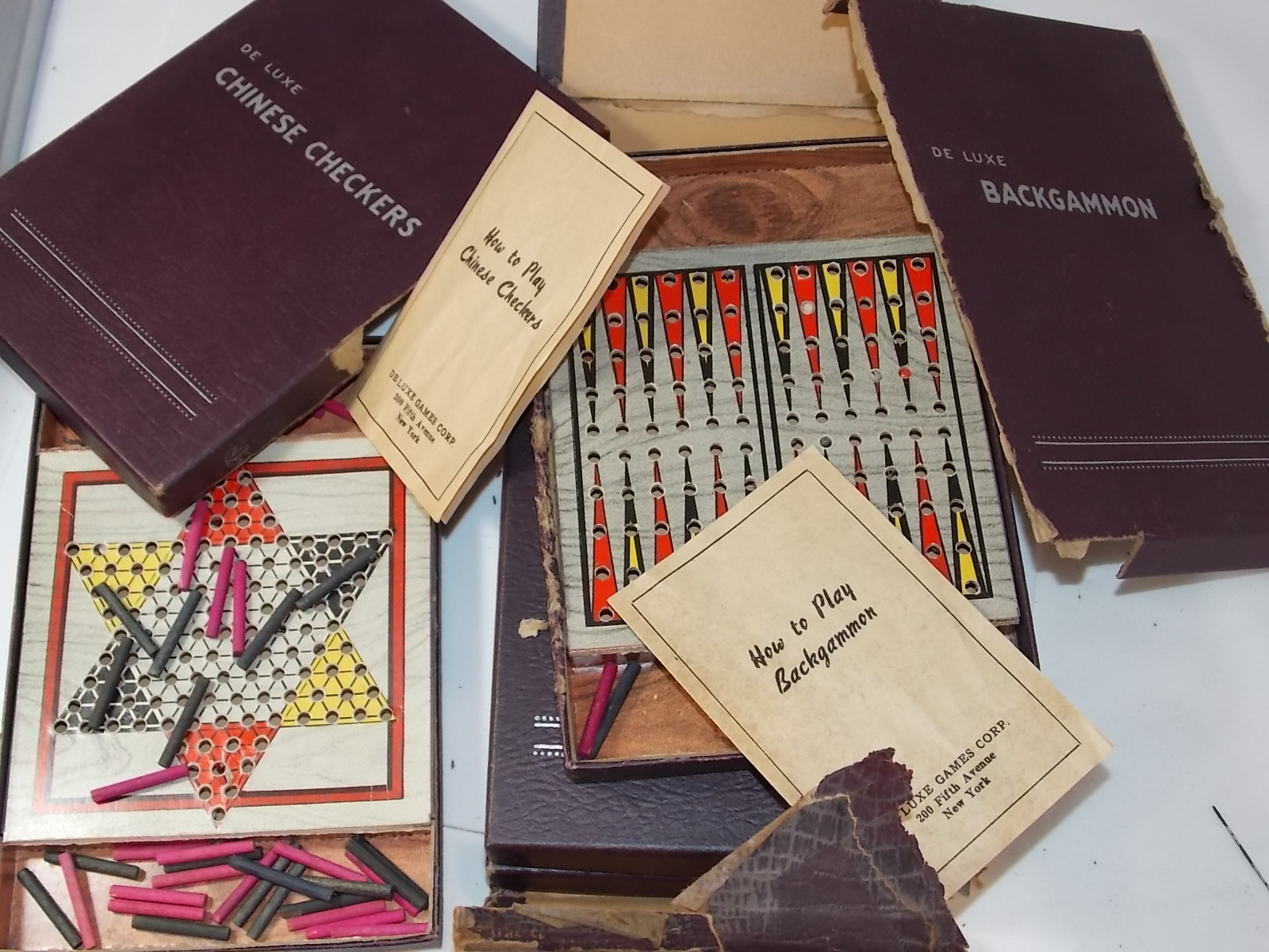 Vintage Travel Board Game Box Chinese Checkers Solitaire Cribbage Backgammon
