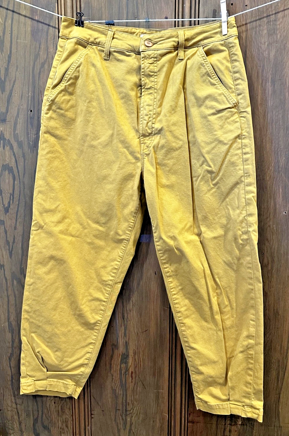 Women's MOTHER Catch All Prep Ankle Yellow  Sz 29 98% Cotton Pants Made USA