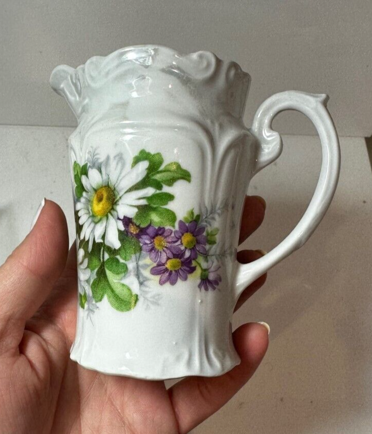 Vintage Schoenberg Small Daisy Flowers Floral Bone China Germany Cream Pitcher
