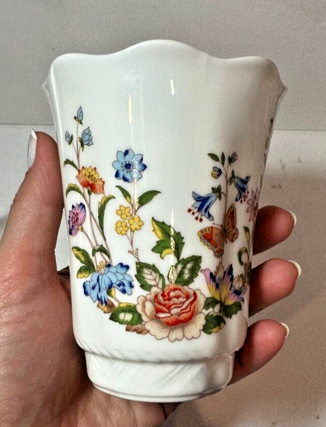 Vintage Aynsley Cottage Garden Floral Fine English Bone China Made England Vase