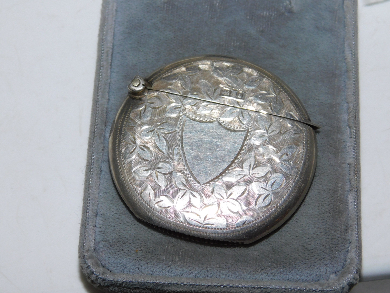 Antique 1904 Sterling Silver Round Engraved VESTA Case Match UK Hallmark 12j 2