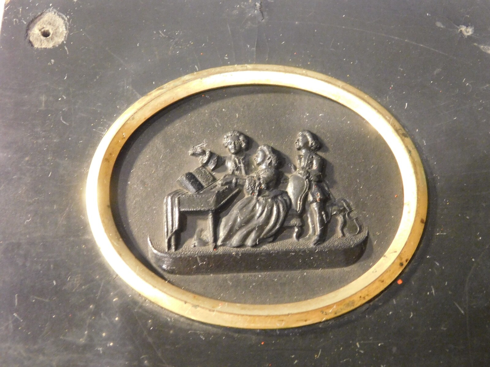 Vintage Decorative Wall Hanging Cameo Music Scene Singing Piano