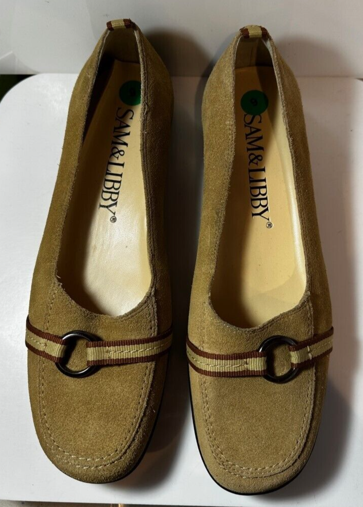 Womens Sam &Libby Belinda Walking Shoes Cream Beige Mocha Suede Comfort US 9M