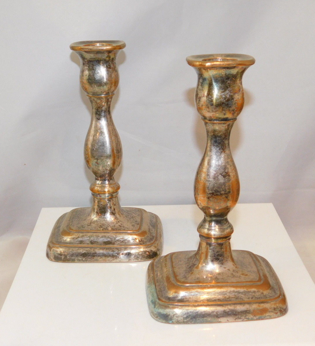 Vintage Silver Plated Silverplate 7" Candlesticks Pair Weighted