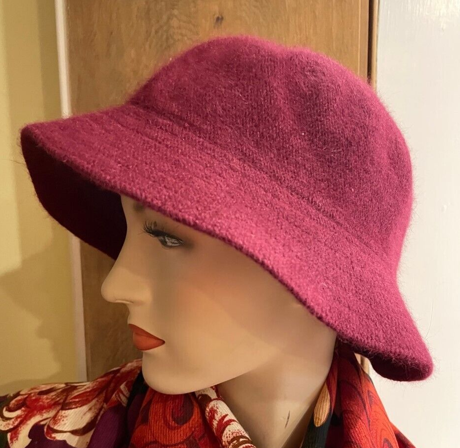David & Young Women's 80% Angora Red Purple Burgundy One Size Bucket Hat