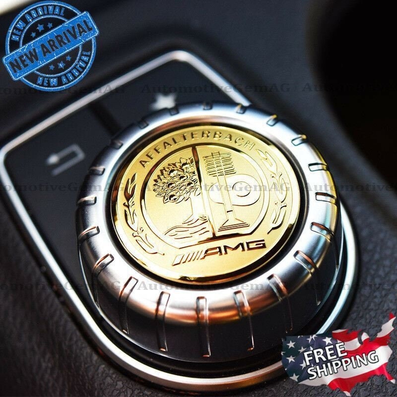 3d mercedes amg emblem tree logo sticker gold/silver/Silver-Black metal multimedia control 47 mm